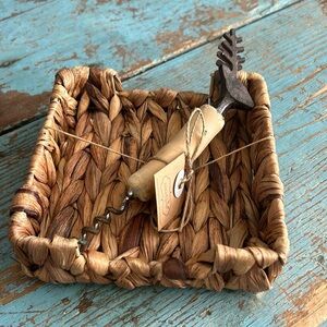 Mud Pie Basket and reindeer corkscrew